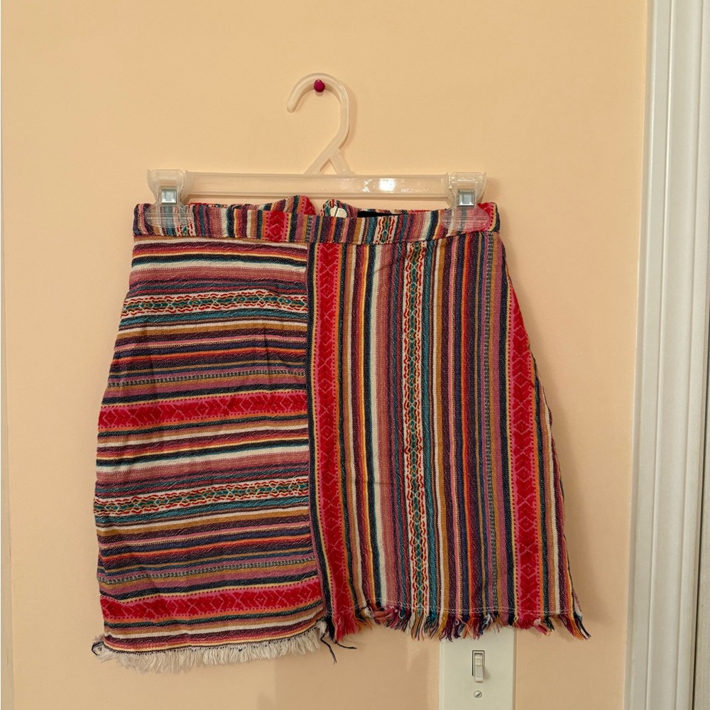 Colorful Striped Fringe Skirt